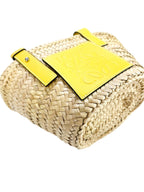 Loewe Yellow Raffia And Leather Basket Bag