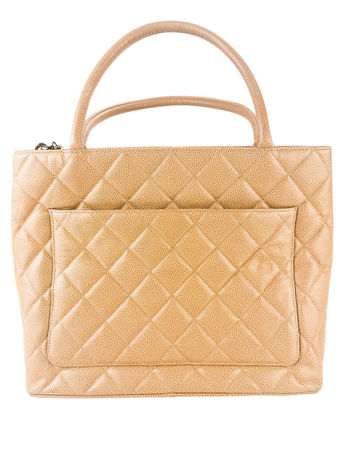 Chanel Beige Caviar Leather Medallion Tote Bag