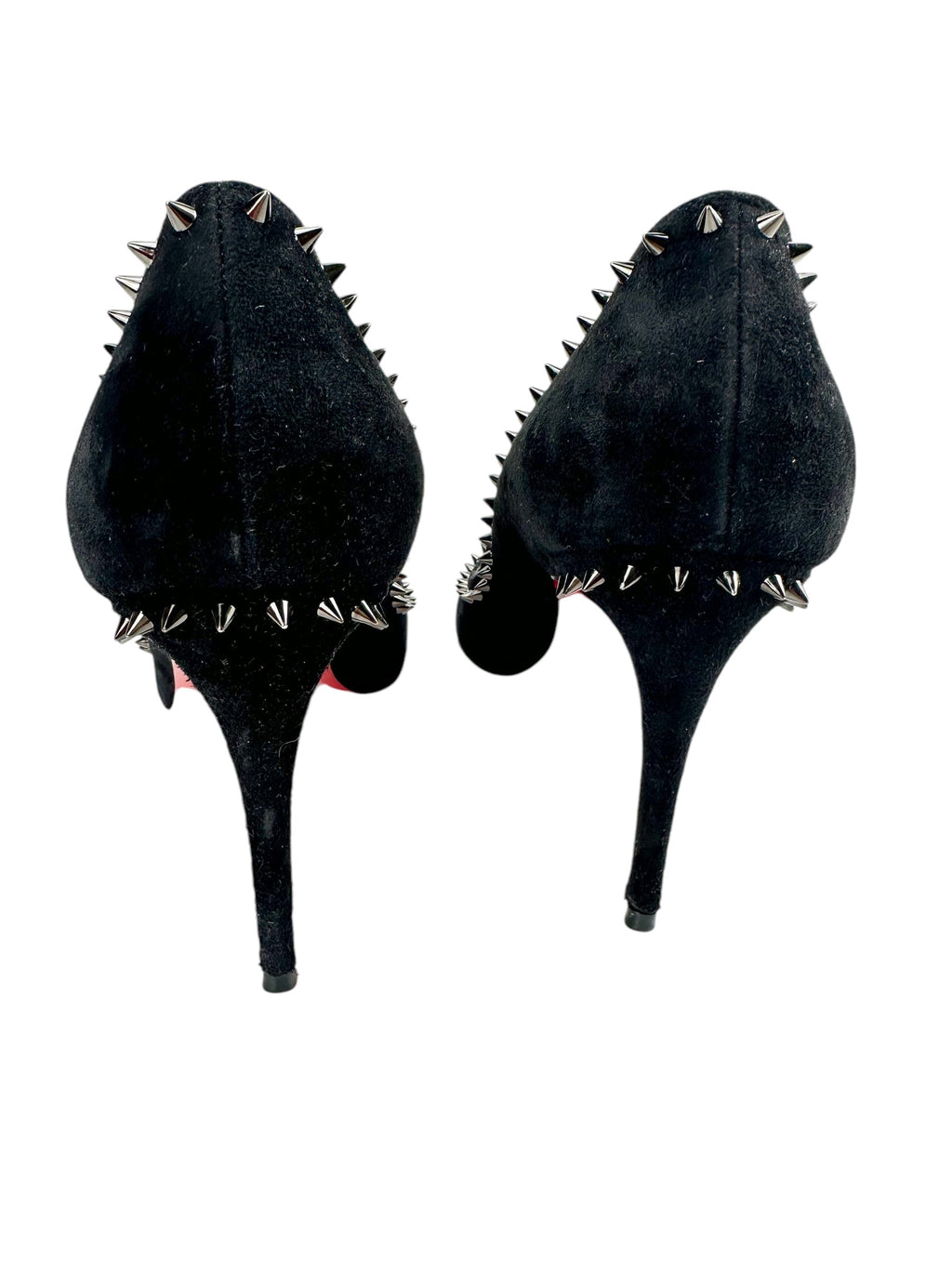 Christian Louboutin Black Velvet Duvette Spikes Heels