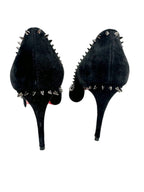 Christian Louboutin Black Velvet Duvette Spikes Heels