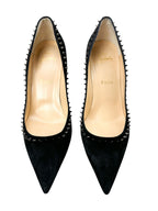 Christian Louboutin Black Velvet Duvette Spikes Heels