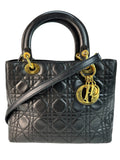 Christian Dior Black Cannage Lambskin Lady Dior Medium