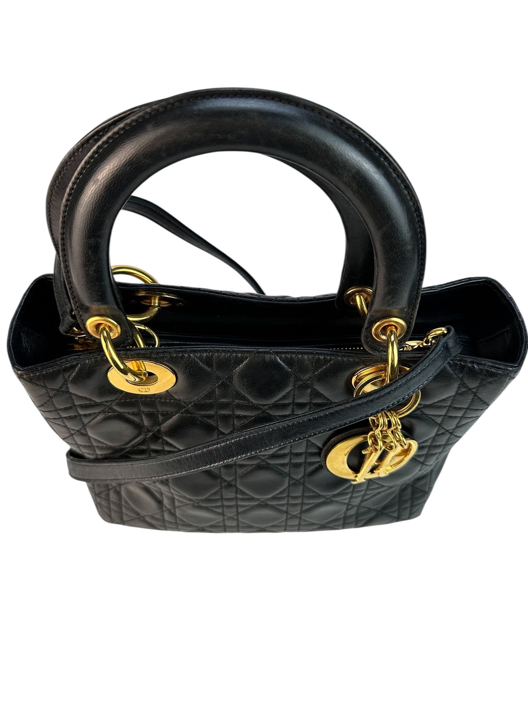 Christian Dior Black Cannage Lambskin Lady Dior Medium