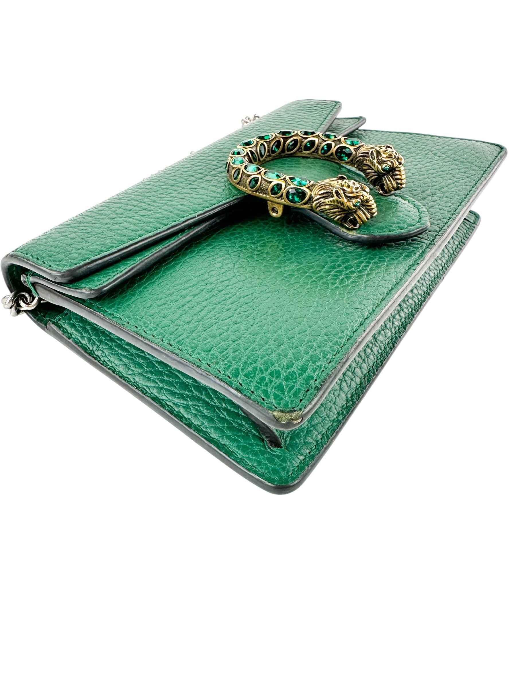 Gucci Green Pebbled Leather Dionysus Bag