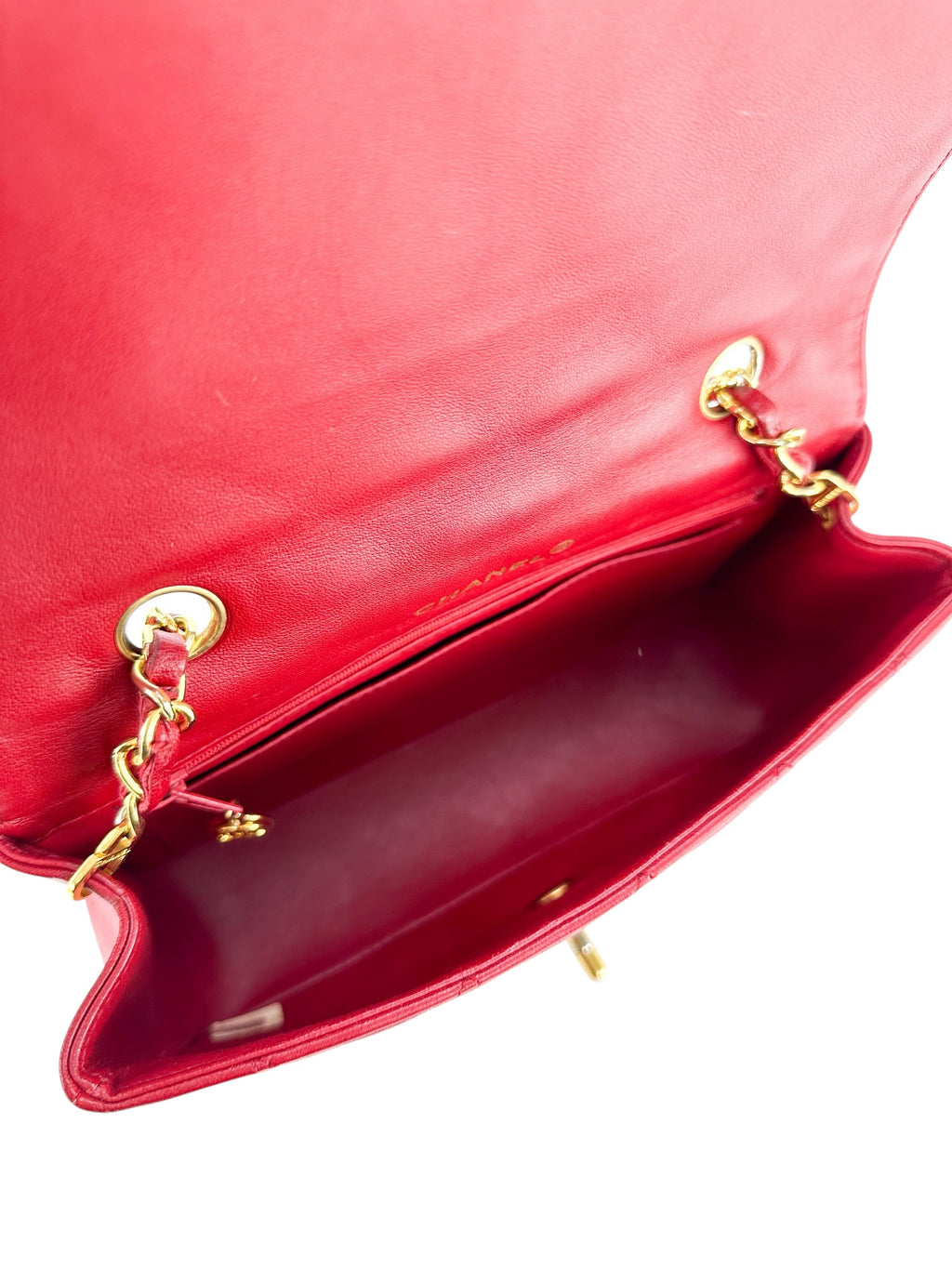 Chanel Red Lambskin Diana Shoulder Bag