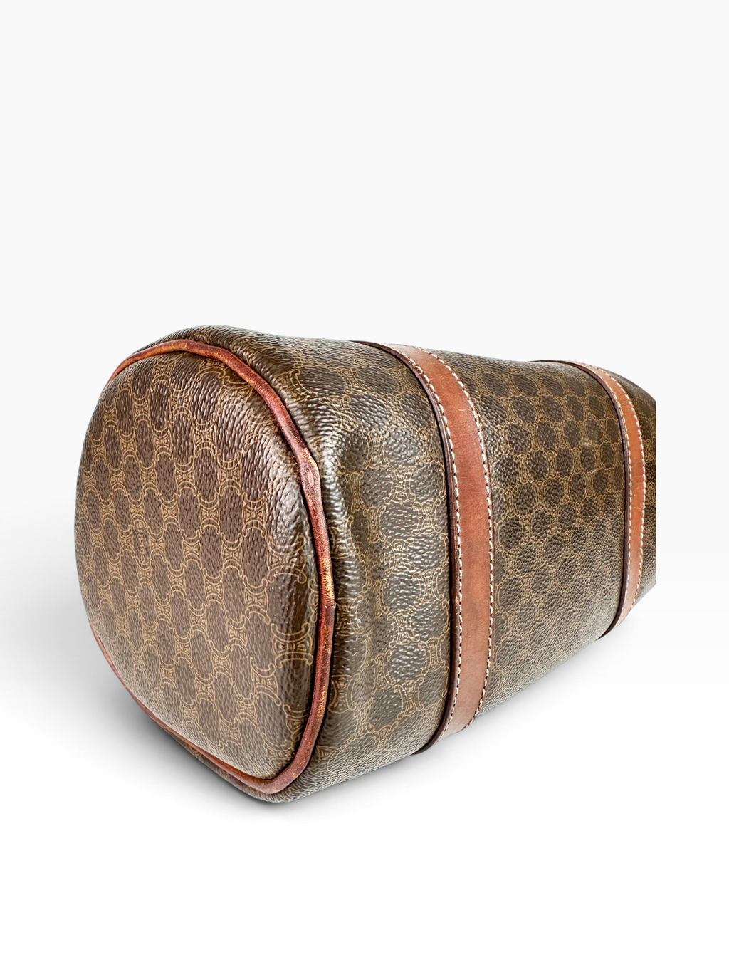 Celine Brown Macadam Coated Canvas Barrel Bag