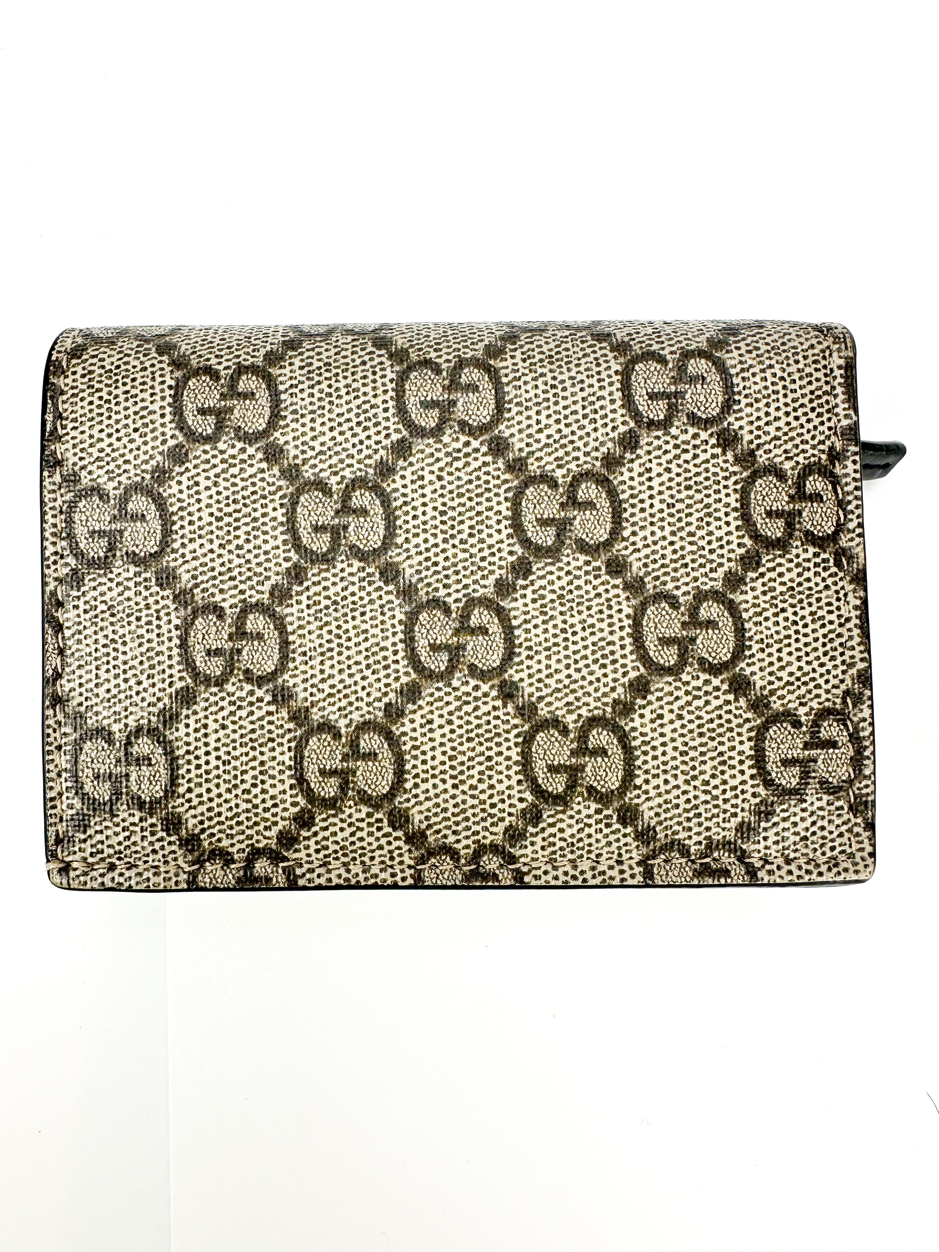 Gucci Black GG Supreme Monogram Marmont Compact Wallet