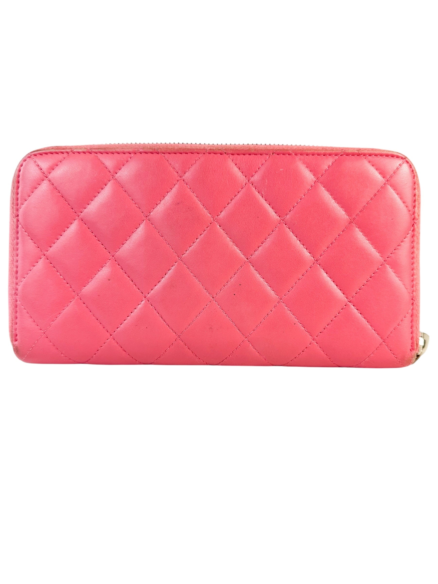 Chanel Pink Coco Mark Lambskin Long Wallet
