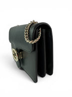 Gucci Black Pebbled Leather Interlocking G Chain Bag