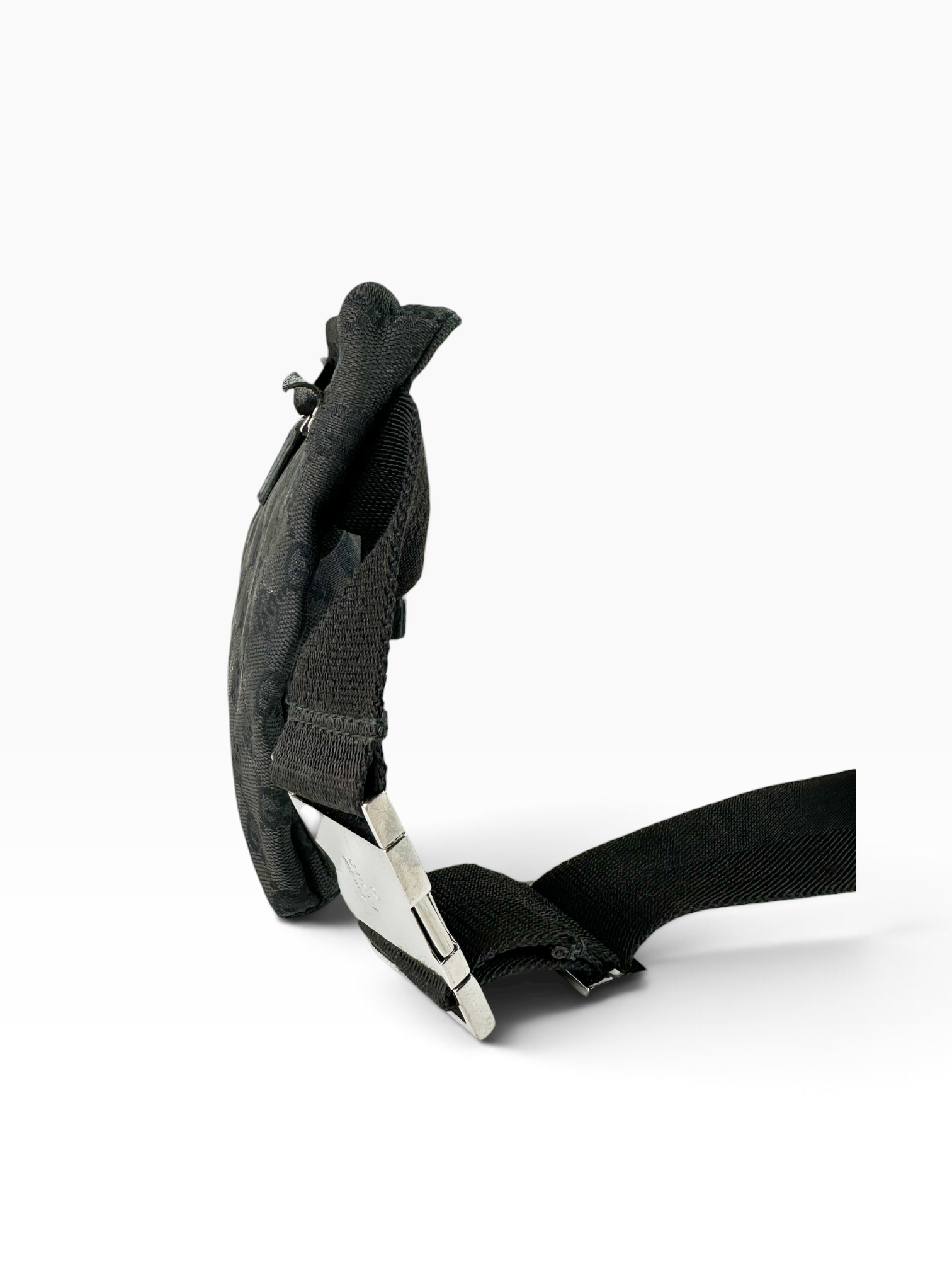 Gucci Black Canvas GG Double Belt Bag