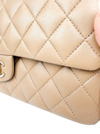 Chanel Beige Quilted Lambskin Classic Double Flap