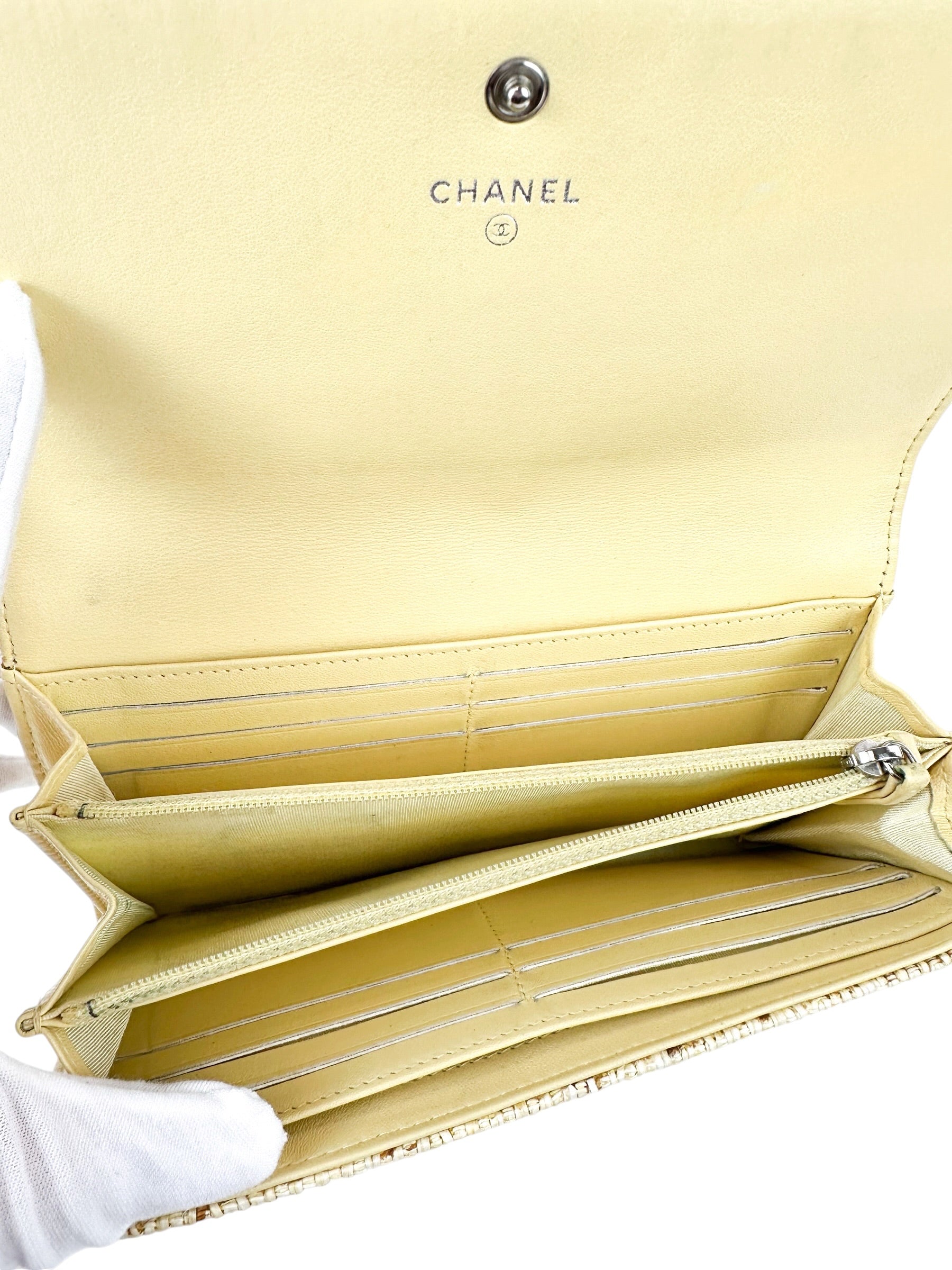 Chanel Yellow Tweed Cambon Long Wallet