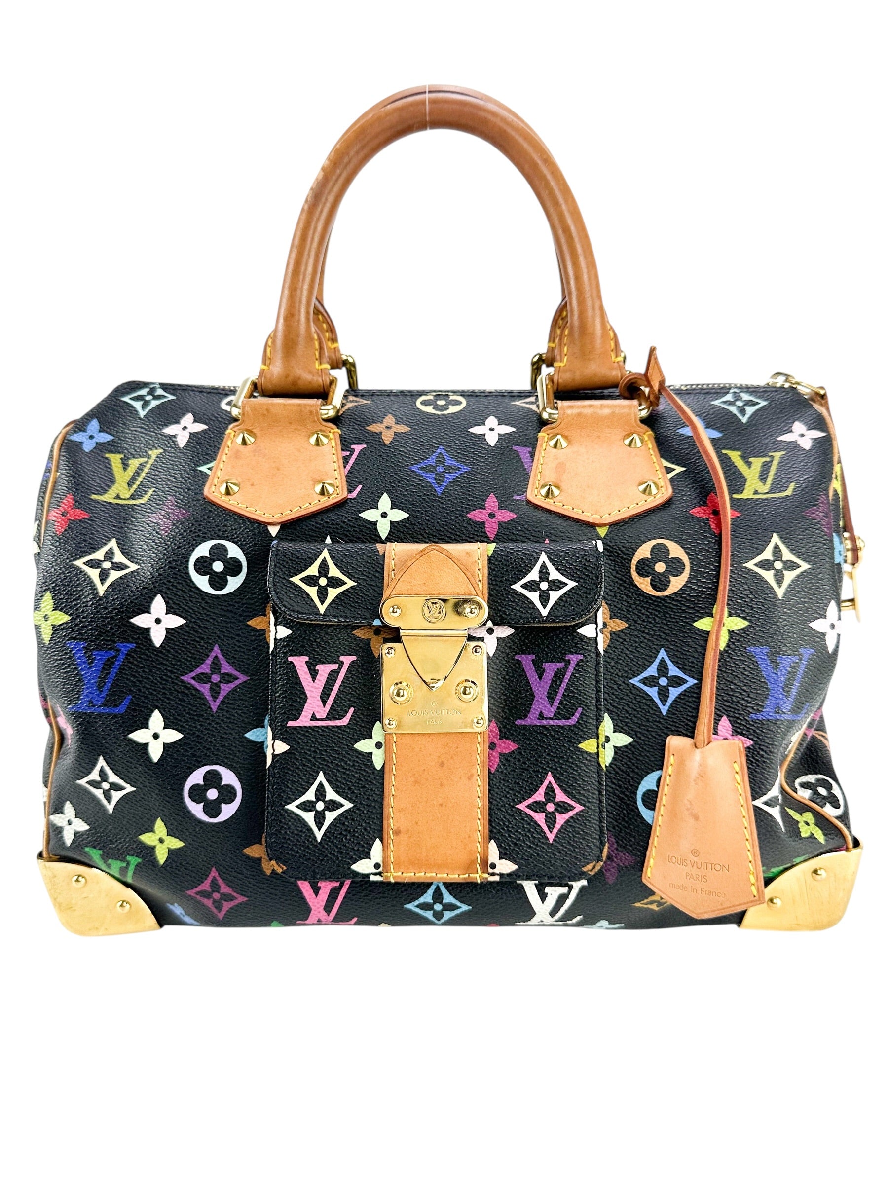 Louis Vuitton Murakami Multicolore Noir Coated Canvas Monogram Speedy 30