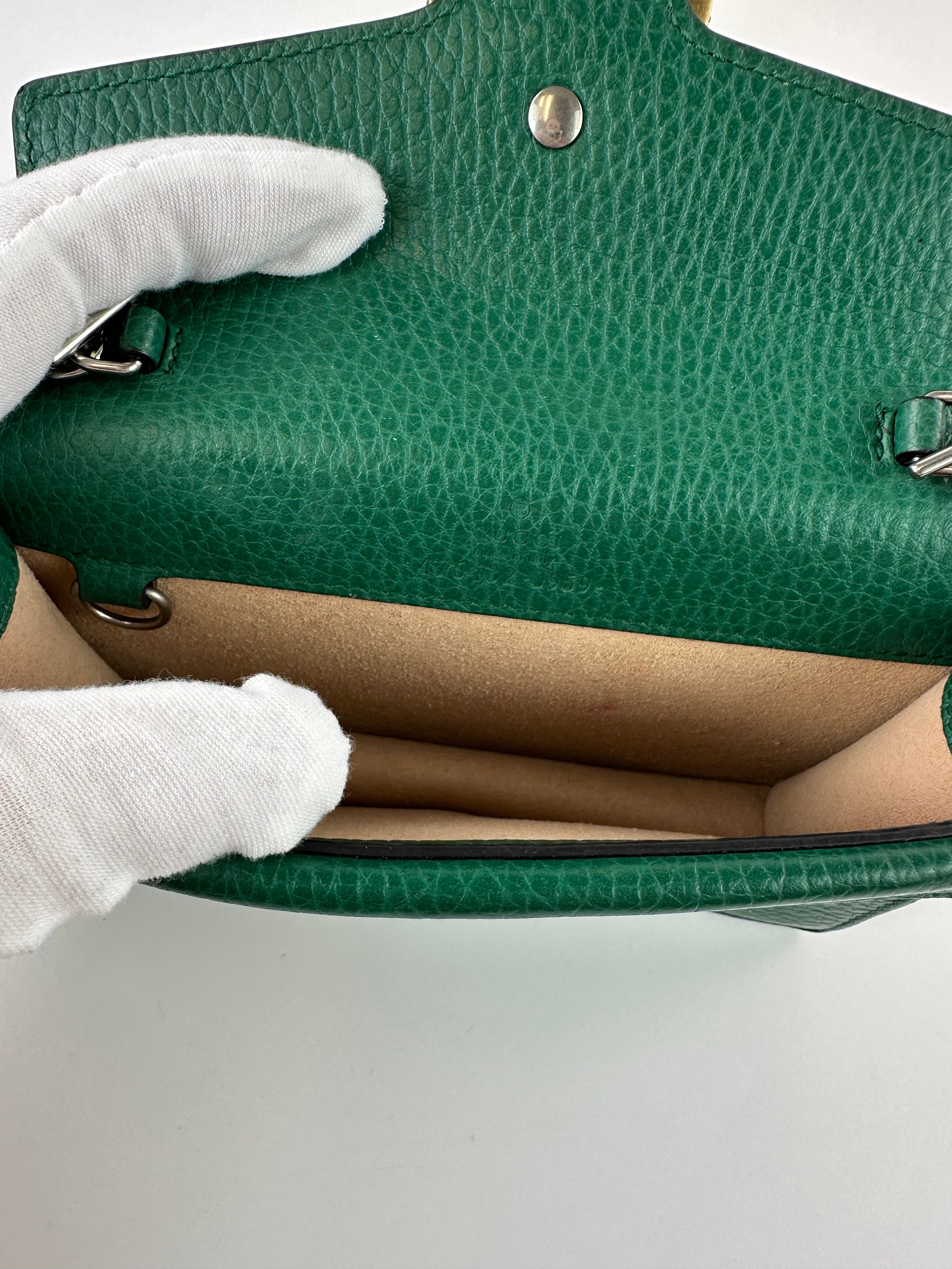 Gucci Green Pebbled Leather Dionysus Bag