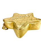 Chanel Gold Metallic Quilted Lambskin Walk Of Fame Star Bag Full Set