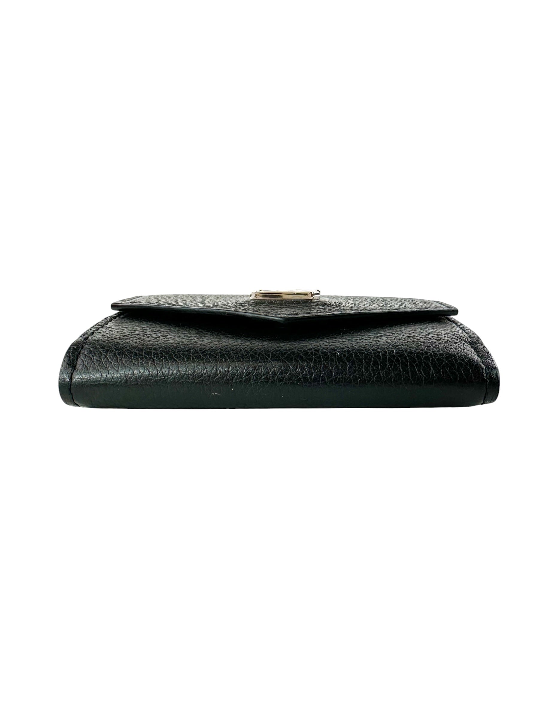 Louis Vuitton Black Pebbled Leather Portefeuille Compact Wallet