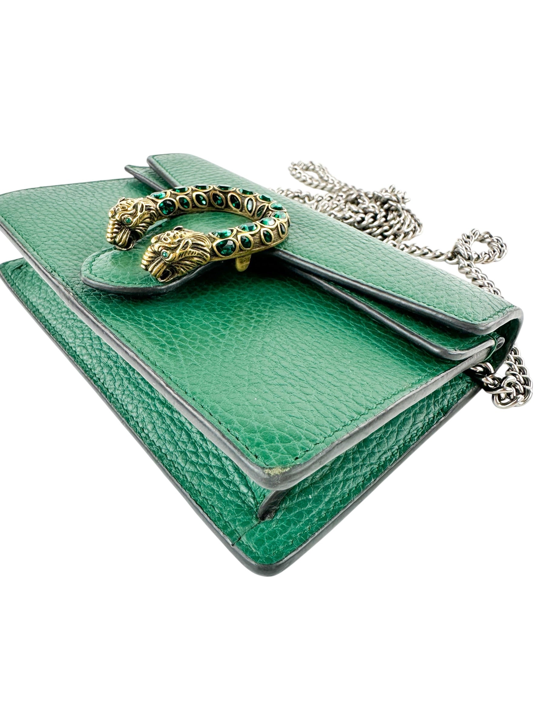 Gucci Green Pebbled Leather Dionysus Bag