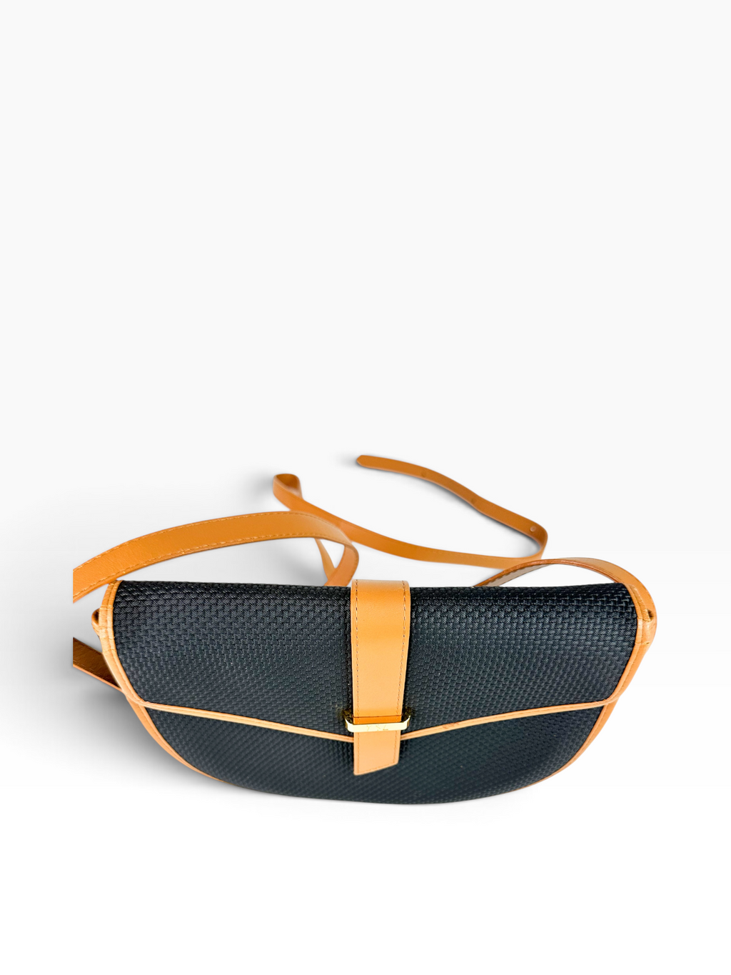 Saint Laurent Black Coated Canvas Half Moon Bag