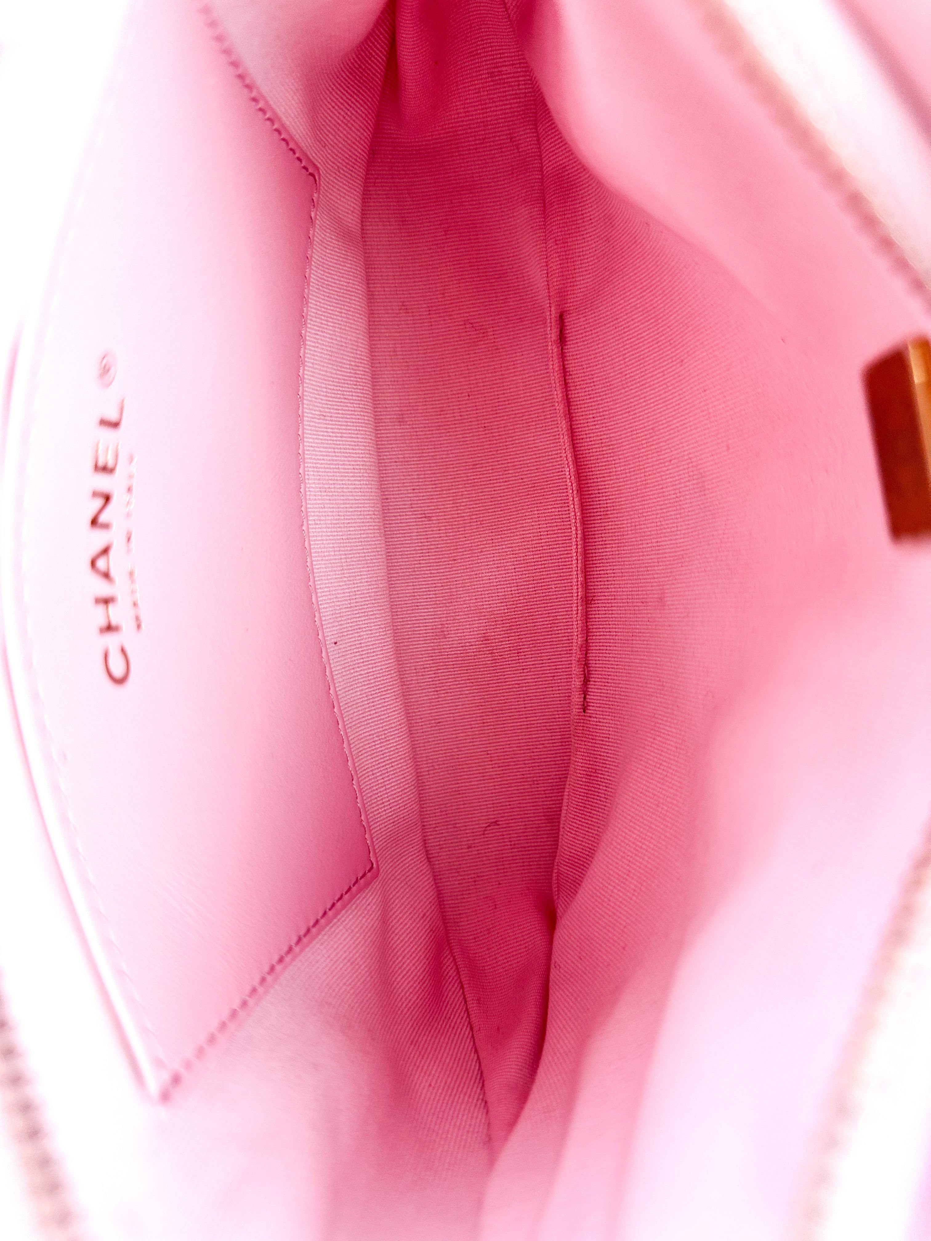 Chanel Pink Quilted Lambskin Hobo Bag