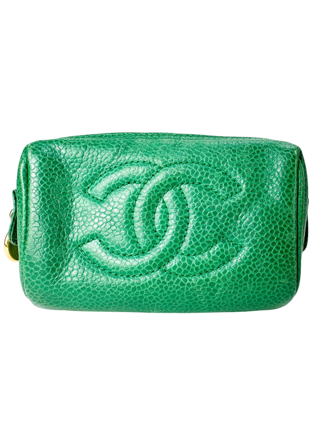 Chanel Green Caviar Leather Cosmetic Pouch Small
