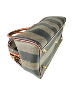 Fendi Brown and Black Canvas Pequin Boston Bag
