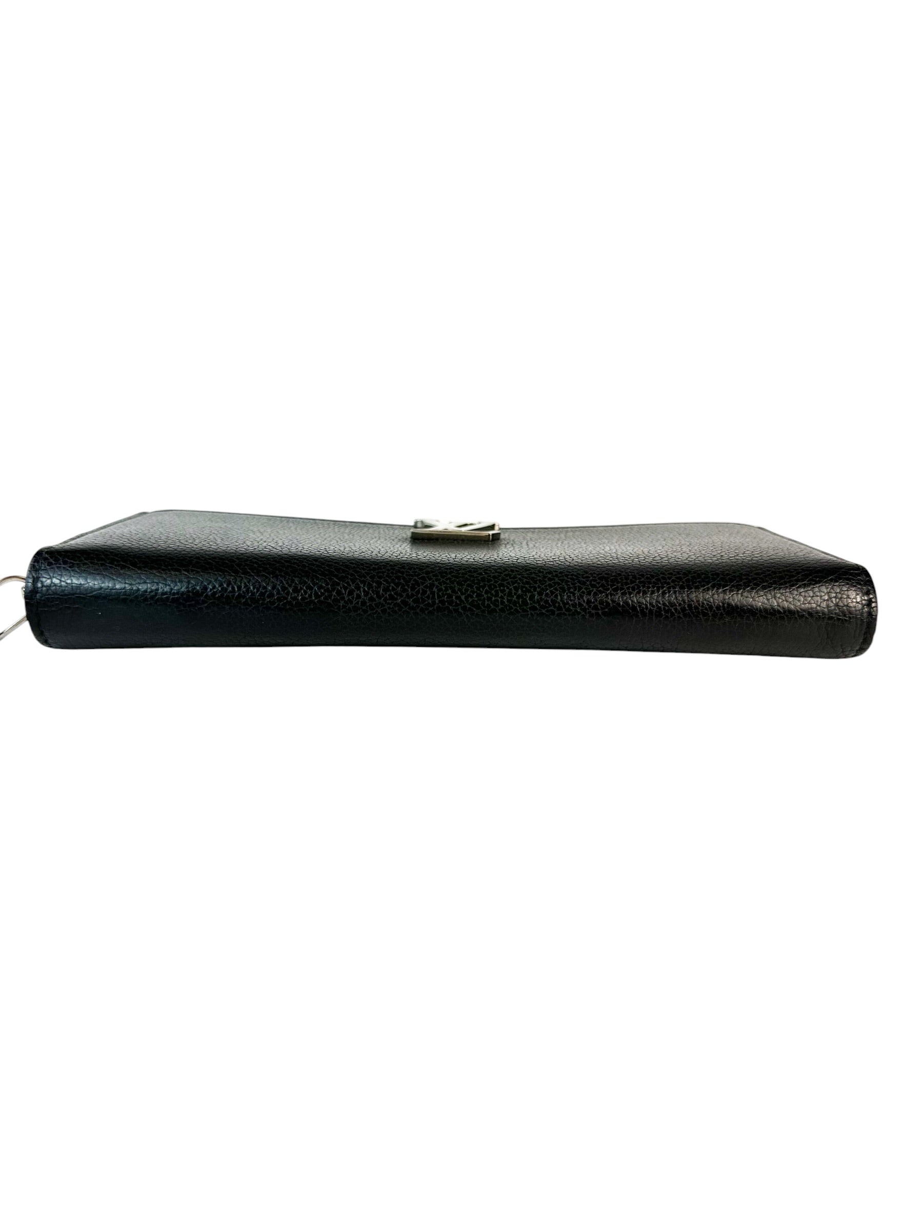 Louis Vuitton Black Pebbled Leather Lock Me Long Wallet