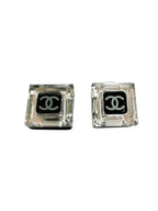 Chanel Crystal Square CC Earrings