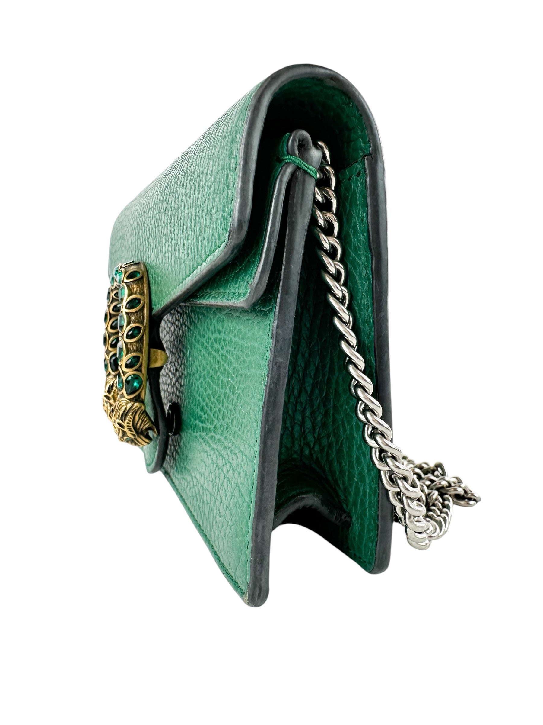 Gucci Green Pebbled Leather Dionysus Bag