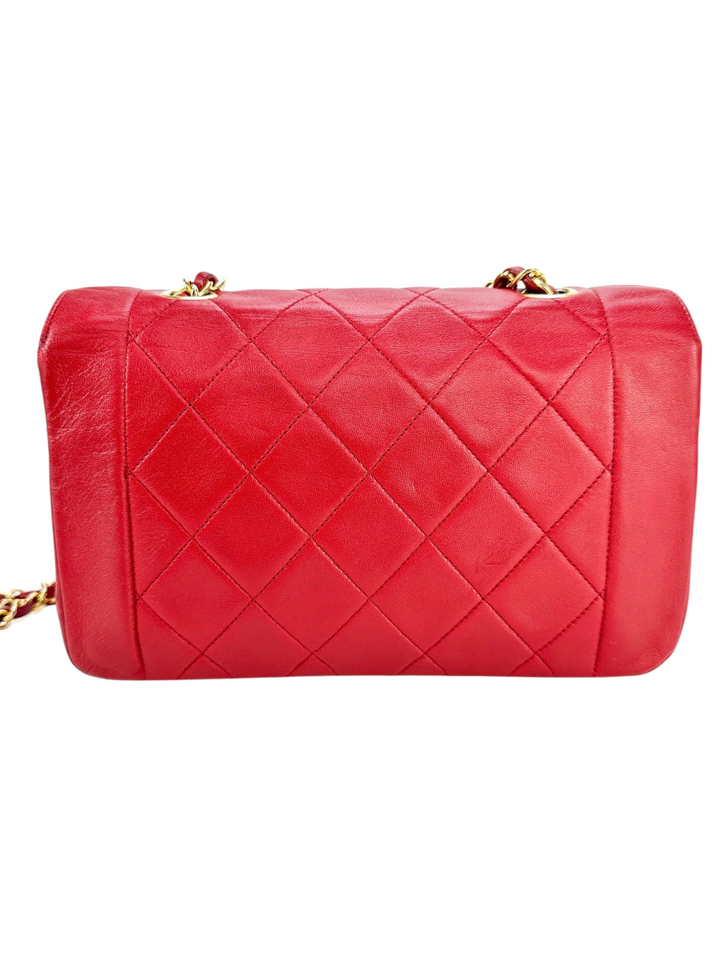 Chanel Red Lambskin Diana Shoulder Bag