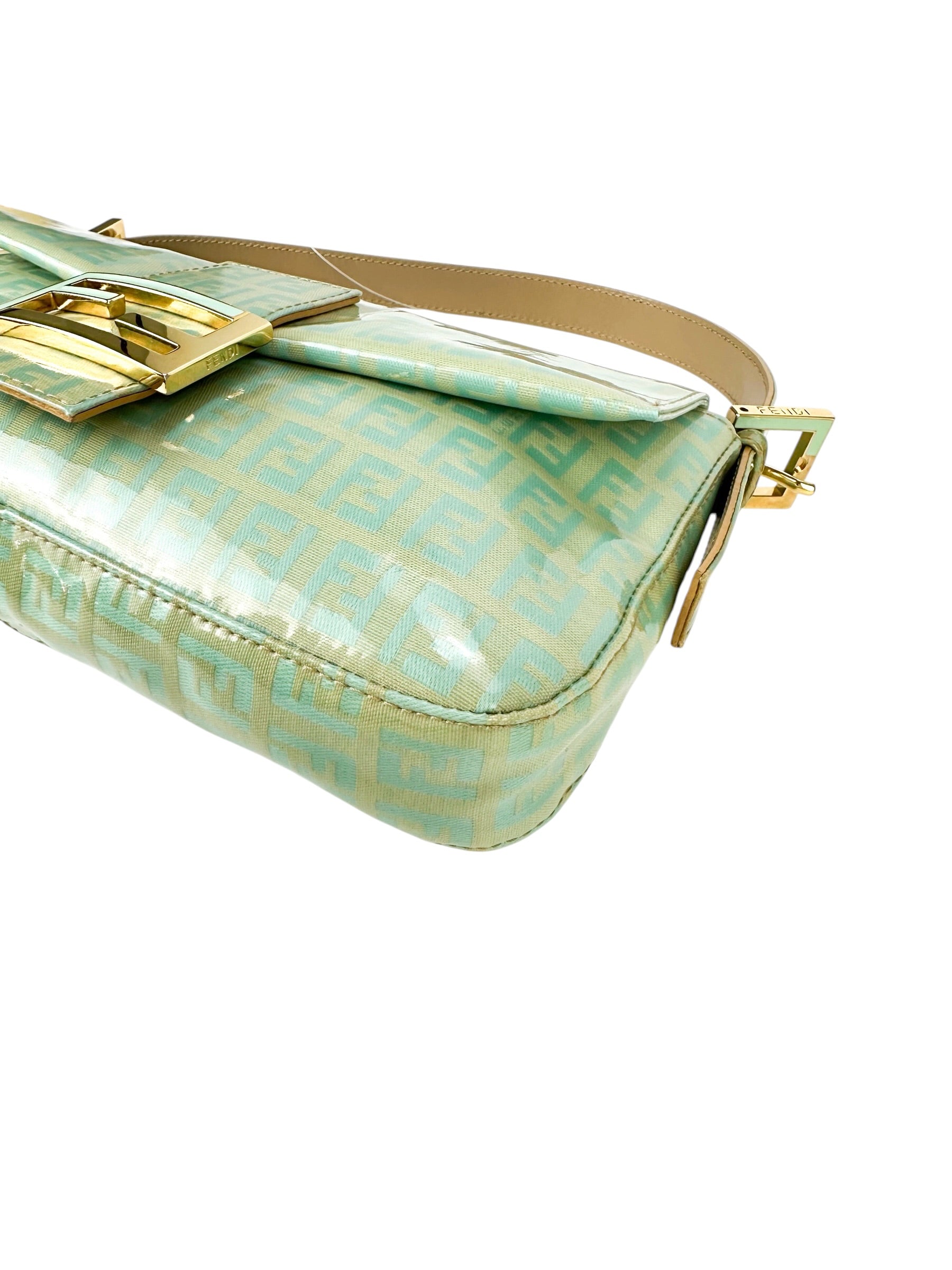 Fendi Mint Vinyl Zucchino Baguette Handbag