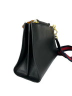 Gucci Black Pebbled Leather Nymphea Top Handle Bag