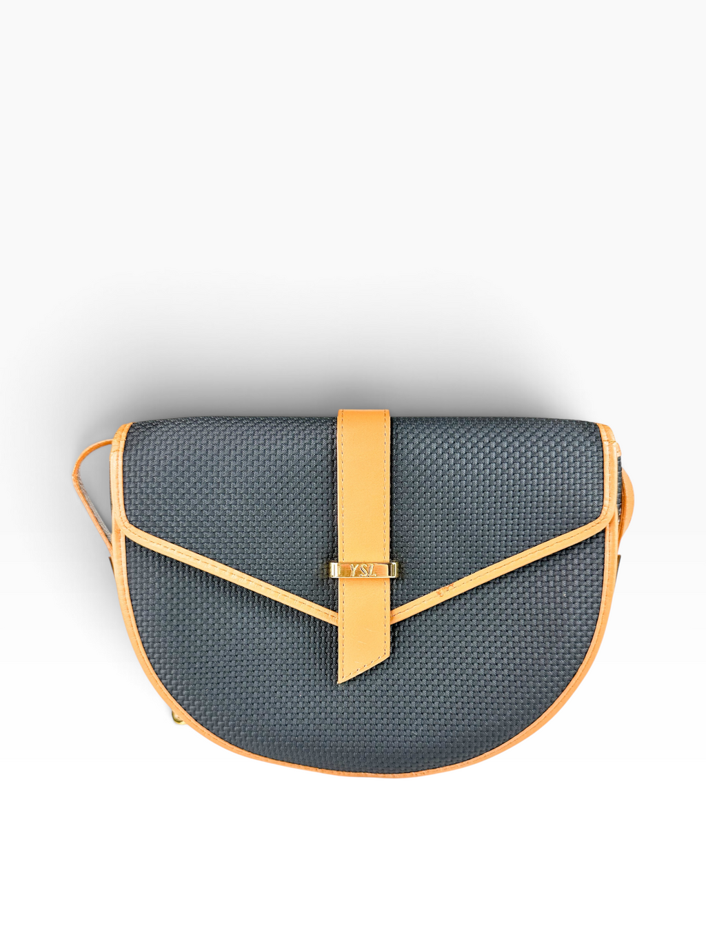 Saint Laurent Black Coated Canvas Half Moon Bag