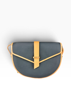 Saint Laurent Black Coated Canvas Half Moon Bag