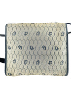 Dior Beige Navy Blue Honeycomb Canvas Shoulder Bag