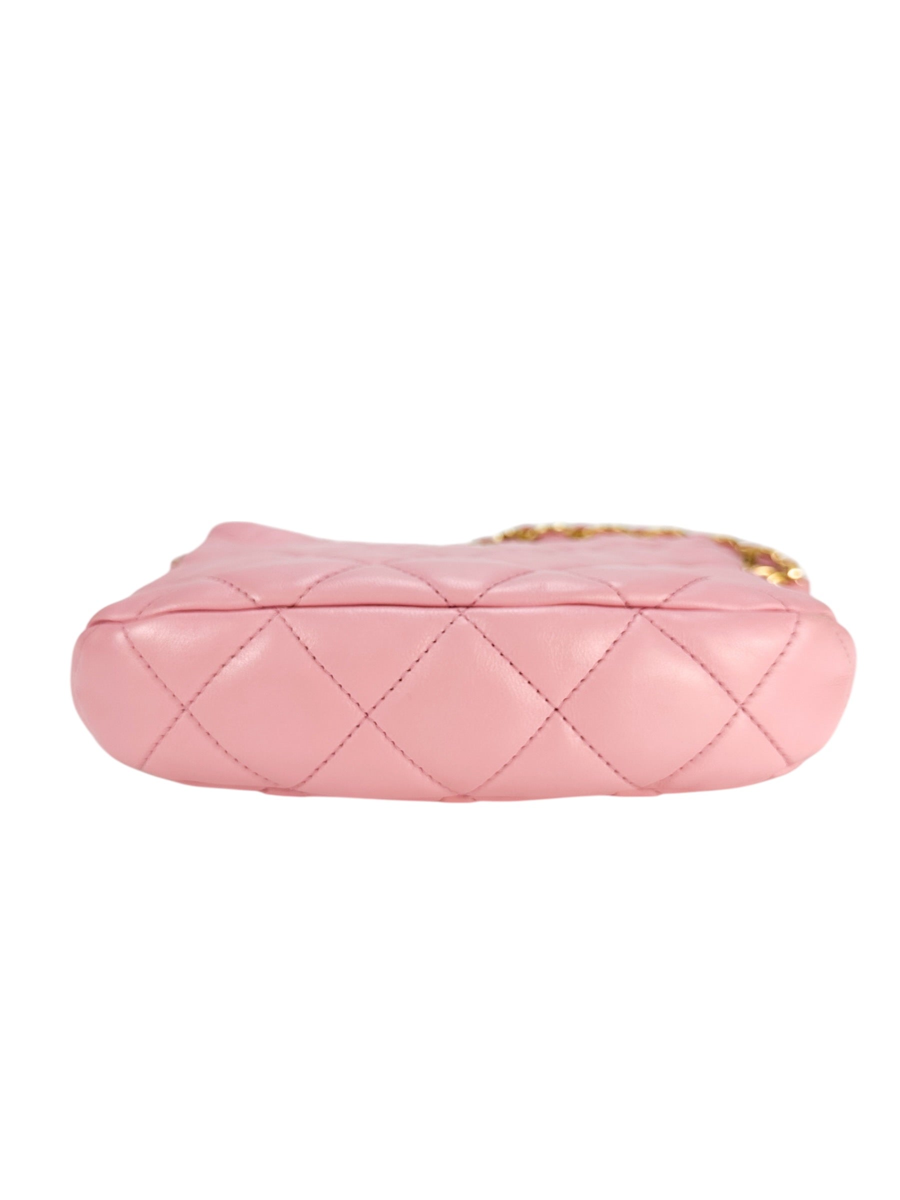 Chanel Pink Quilted Lambskin Hobo Bag