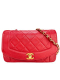 Chanel Red Lambskin Diana Shoulder Bag