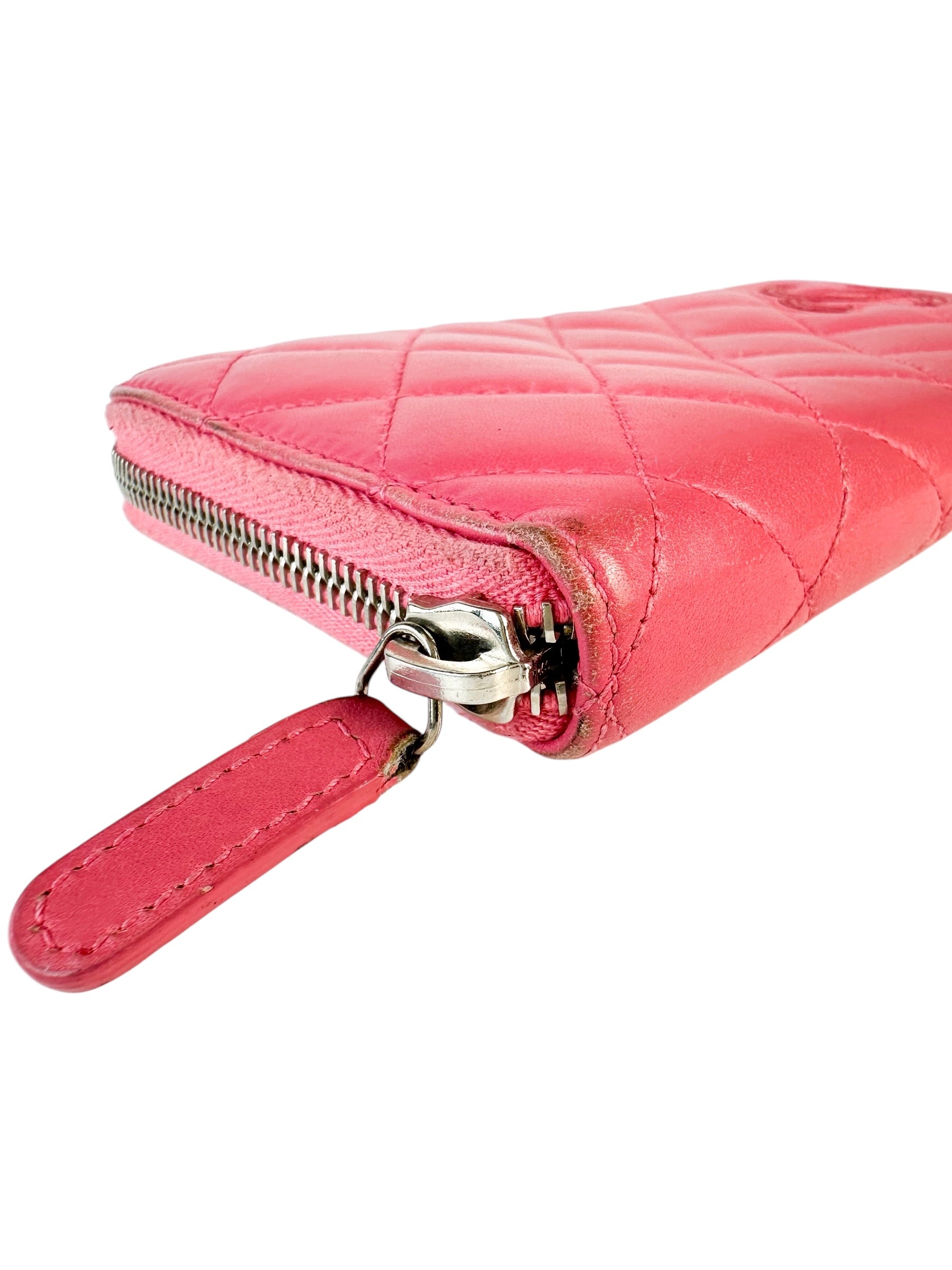 Chanel Pink Coco Mark Lambskin Long Wallet