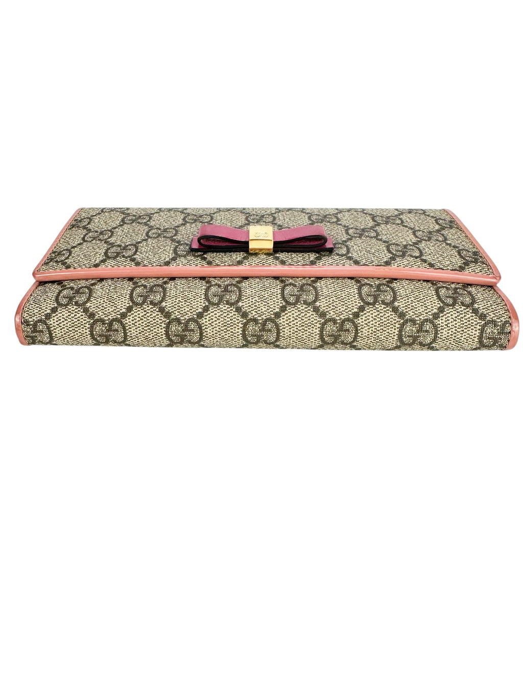 Gucci Beige GG Supreme Coated Canvas Long Bow Wallet Full Set