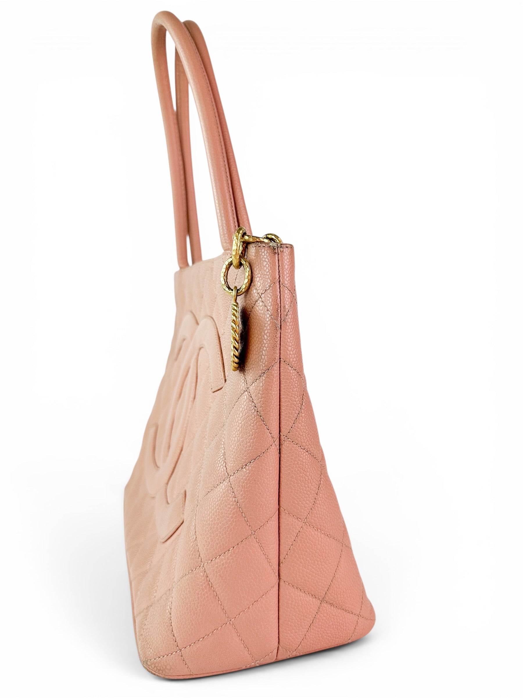 Chanel Pink Caviar Leather Medallion Tote