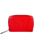 Chanel Red Caviar Leather Compact Wallet Card Case