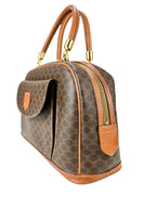 Celine Brown Macadam Coated Canvas Vintage Top Handle Bag