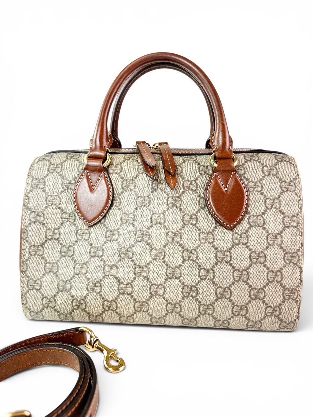 Gucci Brown GG Supreme Coated Canvas Two Way Bag