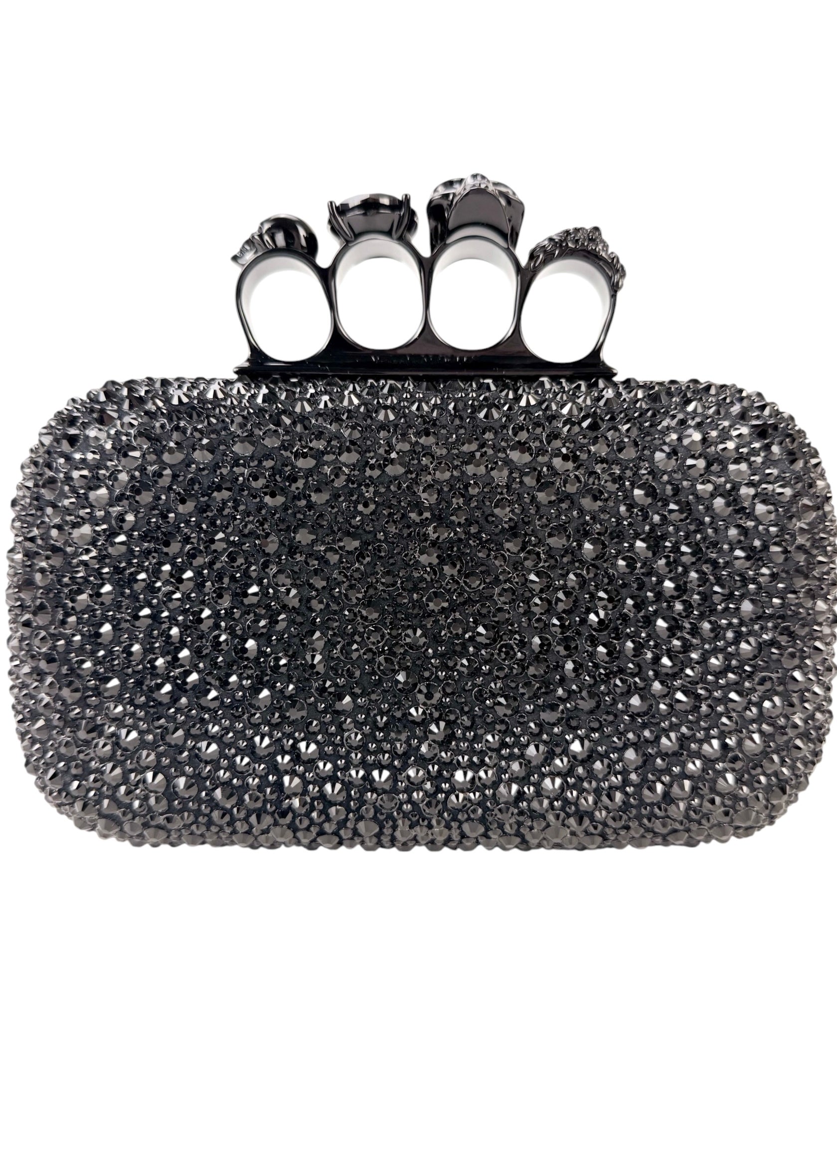 Alexander McQueen Black Crystal Kuckleduster Clutch