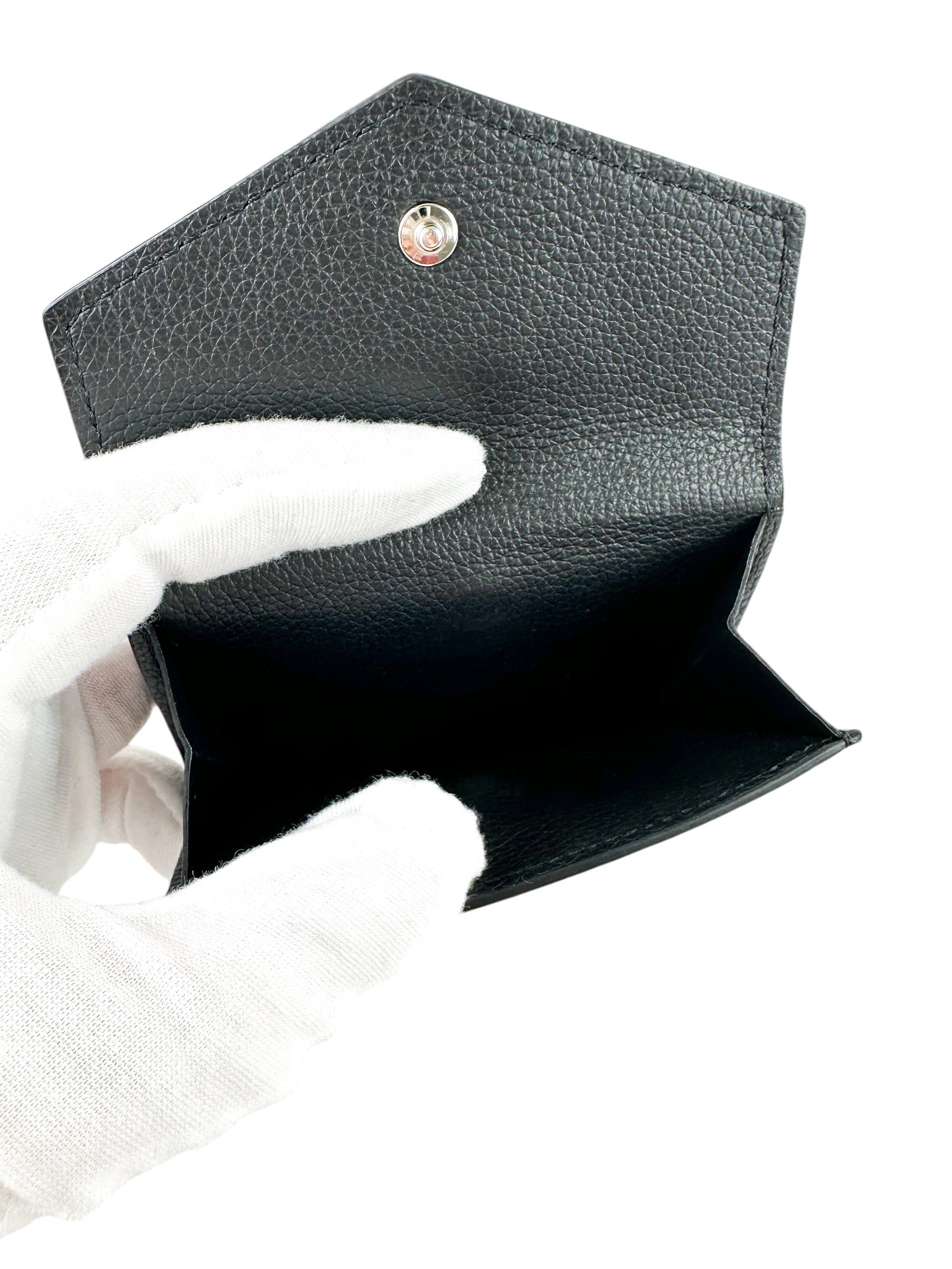 Louis Vuitton Black Pebbled Leather Portefeuille Compact Wallet