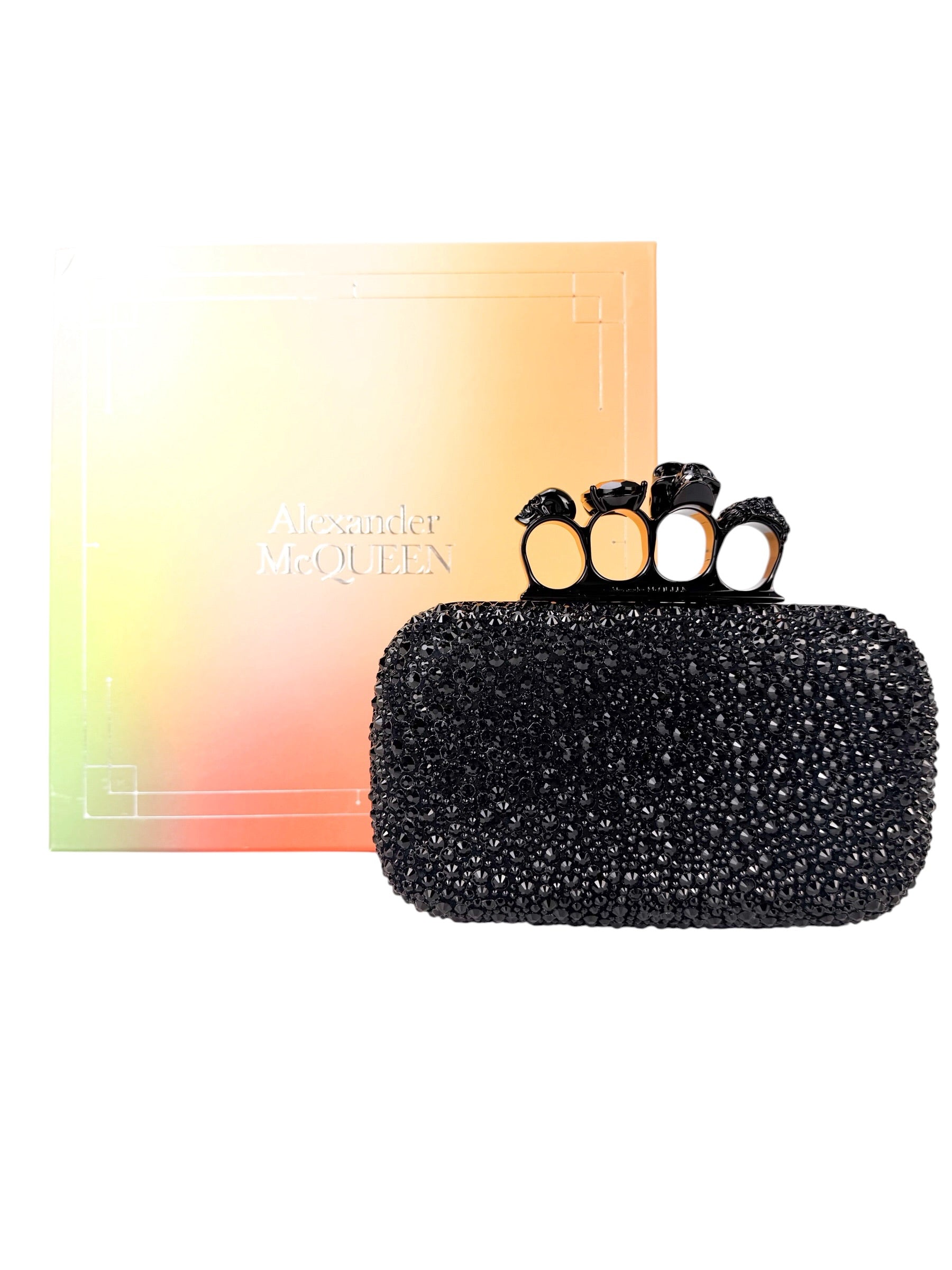 Alexander McQueen Black Crystal Kuckleduster Clutch