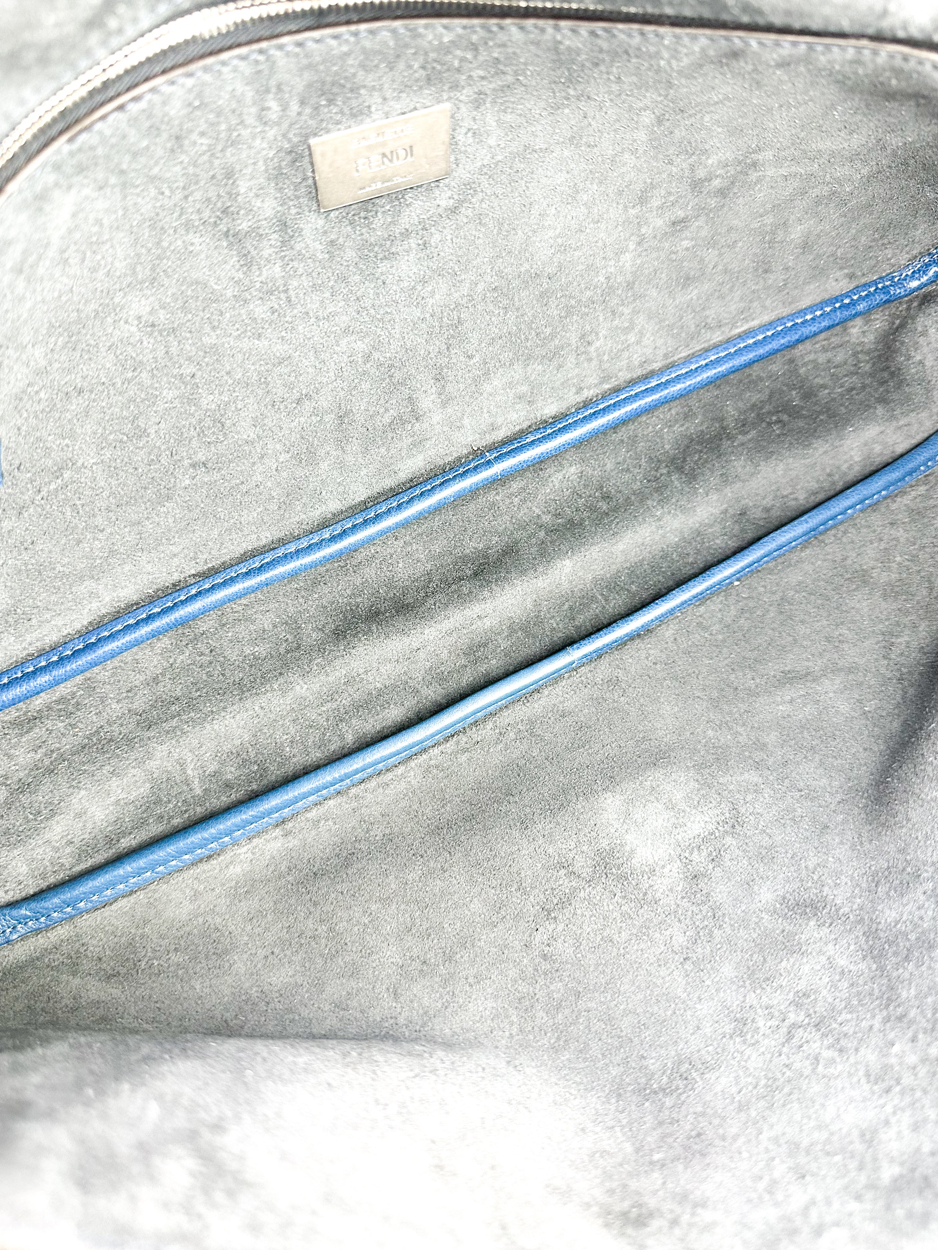 Fendi Blue Calfskin Chain Baguette Large Runway Piece