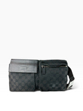 Gucci Black Canvas GG Double Belt Bag