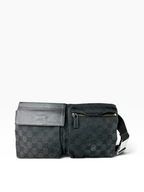 Gucci Black Canvas GG Double Belt Bag