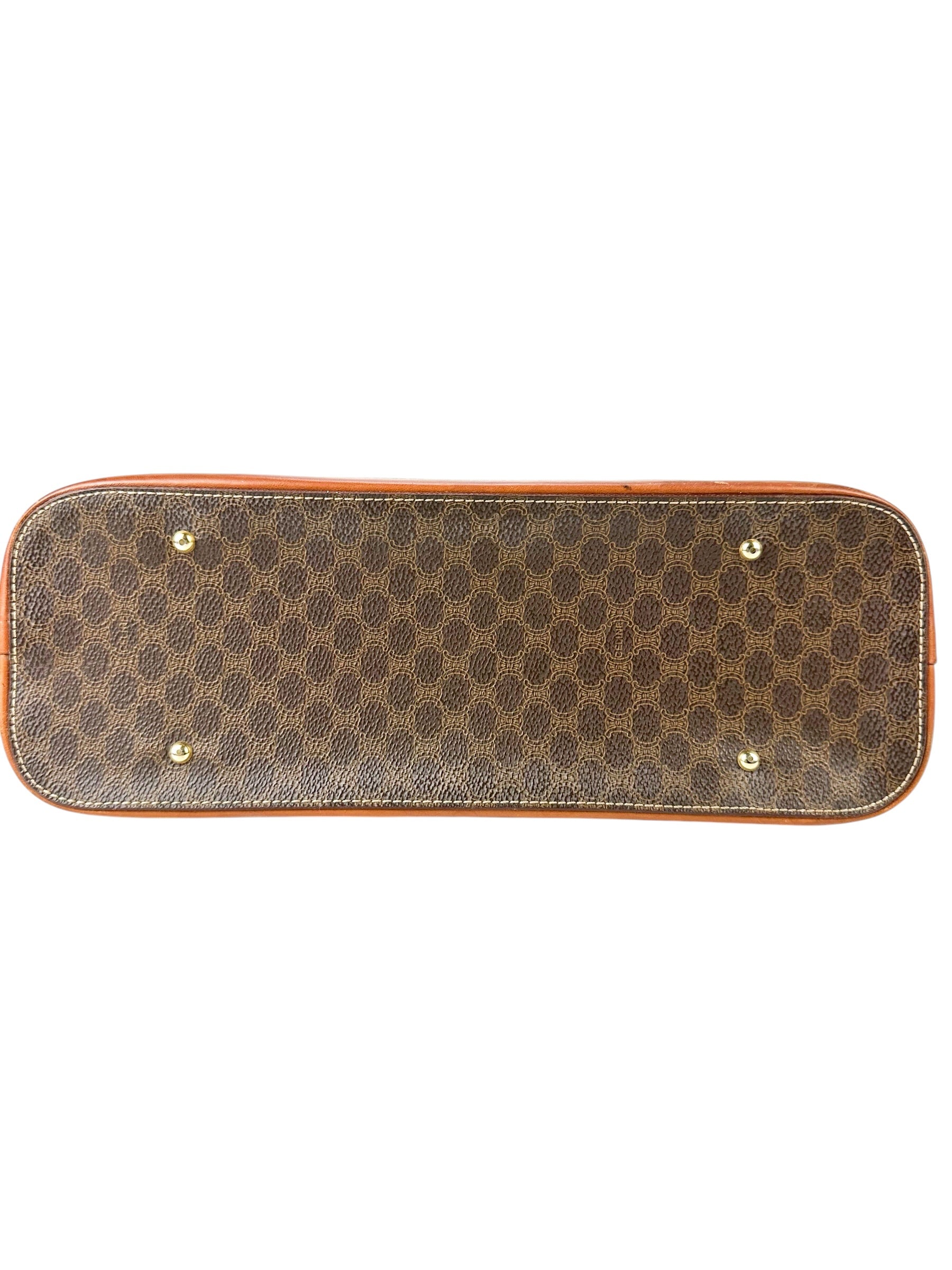 Celine Brown Macadam Coated Canvas Vintage Top Handle Bag