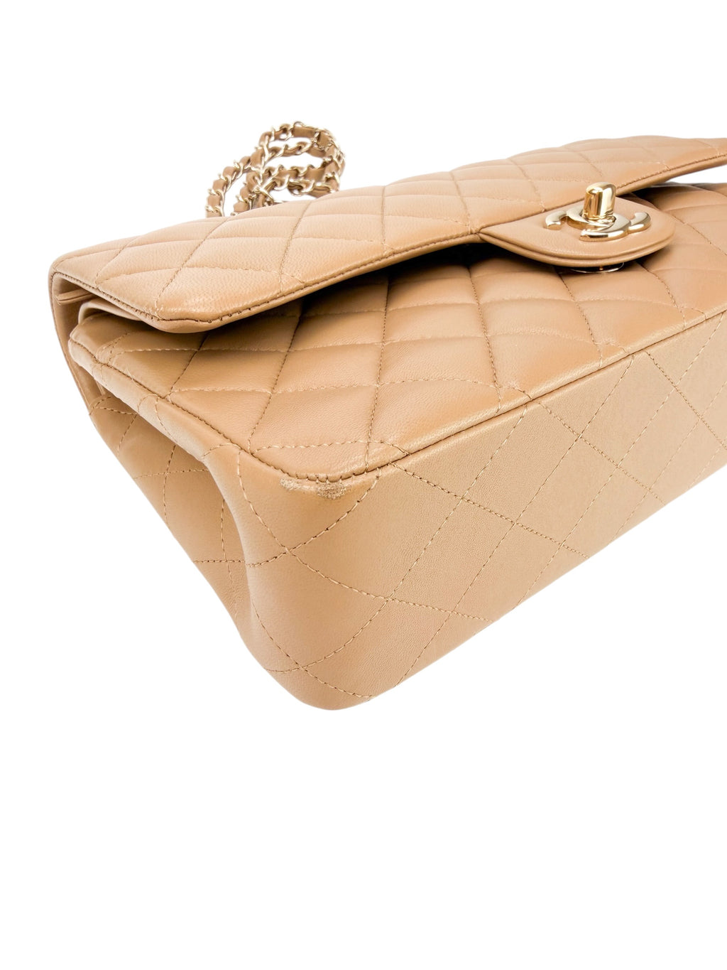 Chanel Beige Quilted Lambskin Classic Double Flap